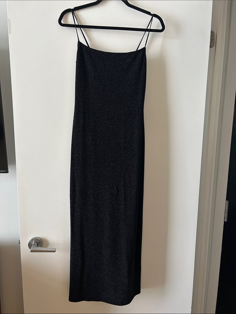 Club Monaco Black Sparkle Maxi Slip Dress